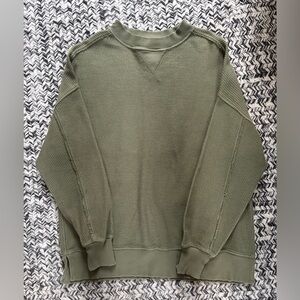 Aerie Women’s Sage Green Oversized Crewneck Sweater 100% Cotton